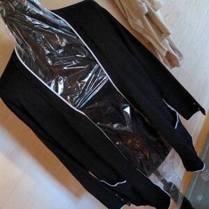 Christopher & Banks black cardigan w/white trim pockets buttons on sleeve M